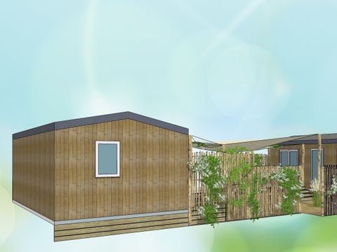 MOBILHOME 10 personnes - Tribu 5ch -CLIM-2 sdb-TV-LV-Plancha-terrasse couverte-56m² | PREMIUM