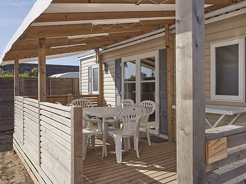 MOBILHOME 6 personnes - Premium | 3 Ch. | 6 Pers. | Terrasse surélevée | 2 SDB | Clim.