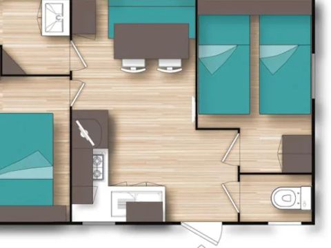 MOBILHOME 5 personnes - CONFORT avec climatisation + TV
