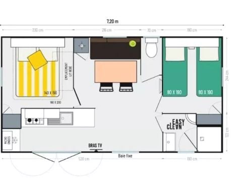 MOBILHOME 4 personnes - Privilège 3 Pièces 4 Personnes Climatisé + TV