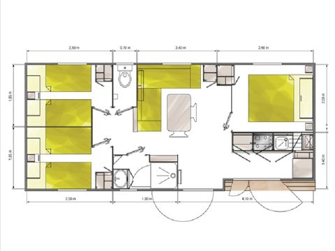 MOBILHOME 6 personnes - MH Classik 3Ch 6pers