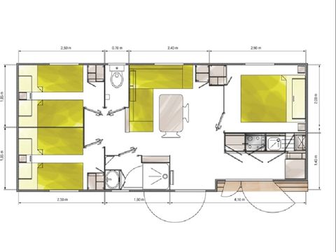 Mobilhome 6 personnes - MH Classik - 3 chambres