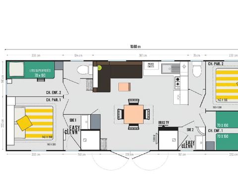Mobilhome 8 personnes - Cottage Privilège - 4 chambres