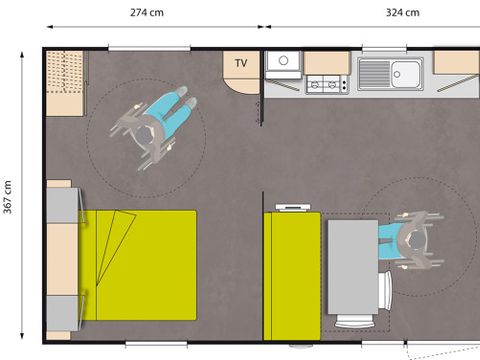 MOBILHOME 5 personnes - Calypso PMR - 2 chambres