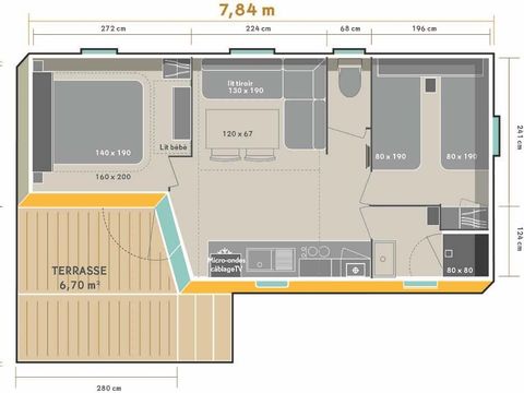 MOBILHOME 4 personnes - O'HARA 784 Ti Premium