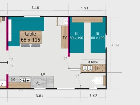 MOBILHOME 4 personnes - 2 CHAMBRES 