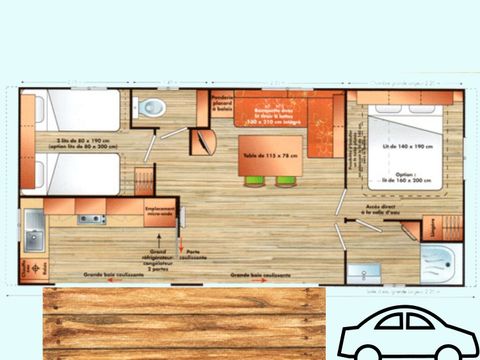 MOBILHOME 6 personnes - Jasmin 2 personnes inclus - possible 2 personnes en supplément auprès du camping