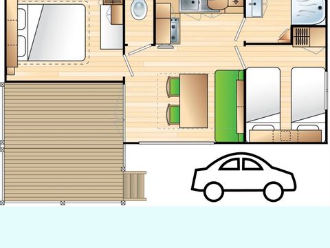 MOBILHOME 2 personnes - Bambou - capacité inclus 2 personnes / capacité max 4 personnes (supplément auprès du camping)