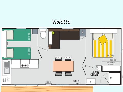 MOBILHOME 6 personnes - Cottage Premium Violette (2ch)