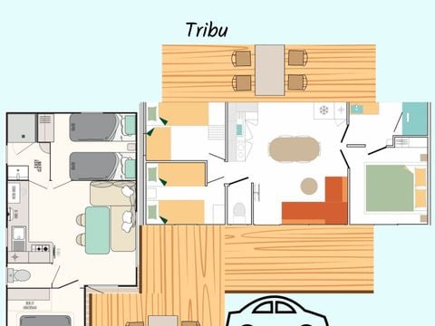 MOBILHOME 11 personnes - COTTAGE PREMIUM TRIBU (5 ch)