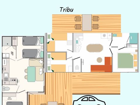 Mobilhome 11 personnes - COTTAGE PREMIUM TRIBU - 5 chambres