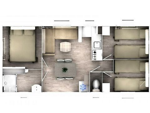 MOBILHOME 7 personnes - CONFORT - 3 chambres avec climatisation +TV 