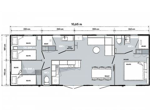 Mobilhome 7 personnes - PREMIUM - 3 chambres avec climatisation +TV+ Plancha à gaz - 2 salles de bain