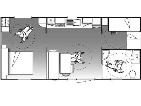 MOBILHOME 6 personnes - CONFORT adapté pour personne à mobilité réduite - 2 chambres avec climatisation + TV