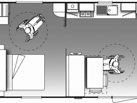 Mobilhome 6 personnes - CONFORT adapté pour personne à mobilité réduite - 2 chambres avec climatisation - TV