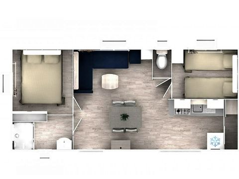 Mobilhome 5 personnes - CONFORT - 2 chambres avec climatisation - TV