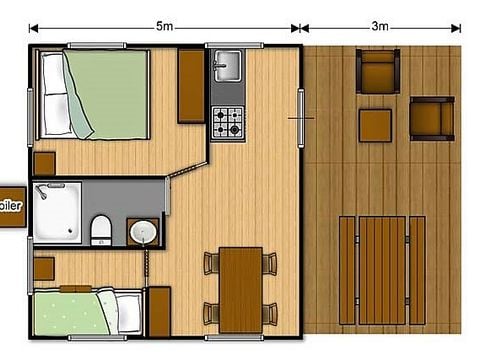 Tente en toile et en bois 4 personnes - SAFARI - 2 chambres