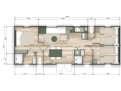 Mobilhome 8 personnes - PREMIUM - 3 chambres avec climatisation +TV+ Plancha à gaz + 2 SDB - 2026