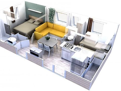 Mobilhome 4 personnes - CLASSIQUE - 2 chambres avec climatisation