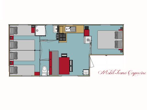 MOBILHOME 6 personnes - Capucine Confort 29m² - 3 chambres dont terrasse intégrée 8m² - Climatisation - TV