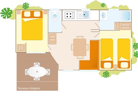 MOBILHOME 6 personnes - Mobil-home | Comfort | 2 Ch. | 4/6 Pers. | Petite Terrasse | Clim.