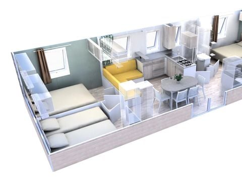 MOBILHOME 10 personnes - Mobil Home Family 5 Pièces 8 adultes + 2 enfants de 12 ans maximum Climatisé + TV