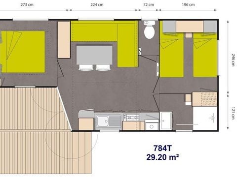 MOBILHOME 6 personnes - CONFORT Azur 2 Chambres (4 Adultes maxi + 2 Enfants de - 18 ans)