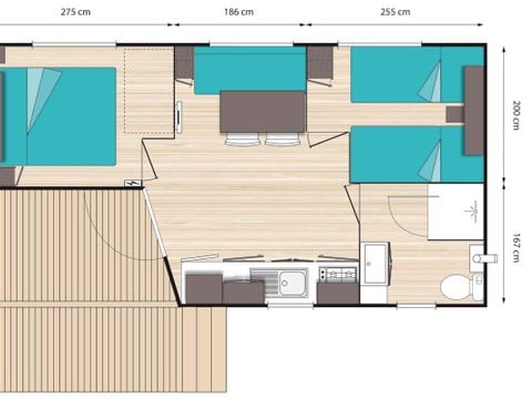 MOBILHOME 6 personnes - CONFORT Evasion 2 Chambres (4 Adultes Maxi + 2 Enfants de - 18 ans)