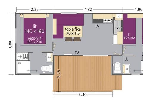 MOBILHOME 6 personnes - Mobil-home PREMIUM Alizé 2 Chambres / 2 Salles de bains (4 Adultes Maxi + 2 Enfants de - 18 ans)