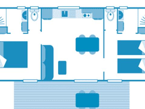 MOBILHOME 6 personnes - Cottage Cyrano 4p 2ch Premium