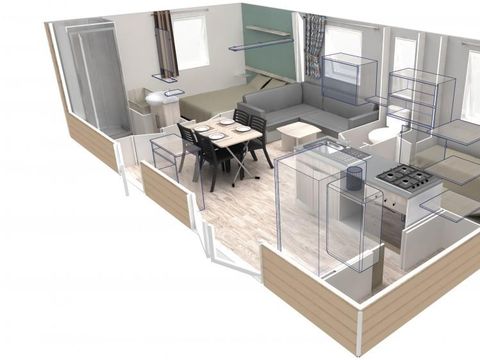 MOBILHOME 4 personnes - Cottage 3 FEUILLES 2 chambres