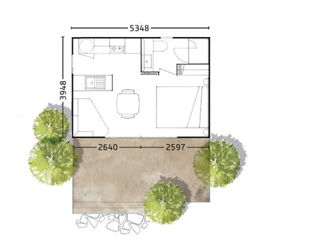 MOBILHOME 2 personnes - Cottage Nature PREMIUM++ 1 chambre