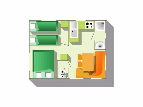MOBILHOME 4 personnes - STANDARD PLUS 2 CH  - climatisé - 2 chambres