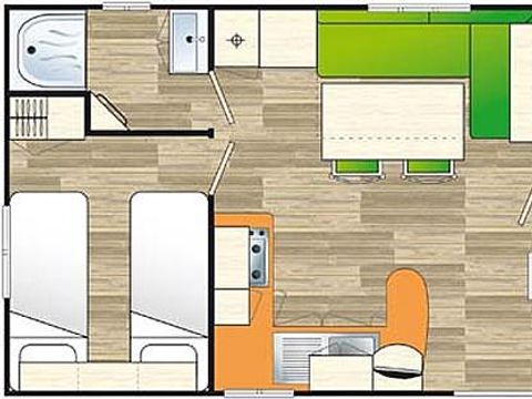MOBILHOME 6 personnes - éco 30 m² / 2 chambres - terrasse couverte