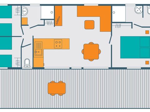 MOBILHOME 6 personnes - MOBIL-HOME CONFORT 6 Pers 42M² 3 Chambres 2 Sdb