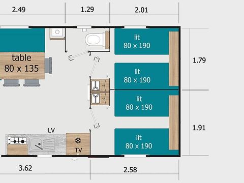 MOBILHOME 6 personnes - Lodge 8073 - 3 Chambres