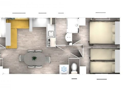 APPARTEMENT 8 personnes - Mobil home Eva 40 - 4 chambres 1 sdb - 40m² + terrasse semi couverte