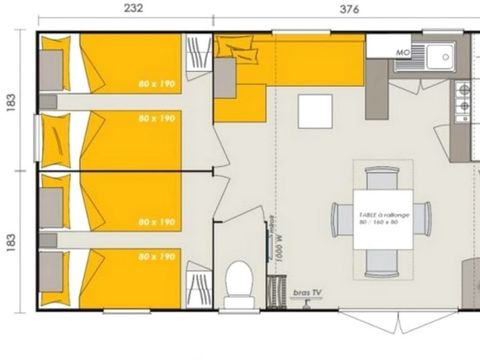 MOBILHOME 6 personnes - Homeflower Premium 30,5m² (3 chambres)