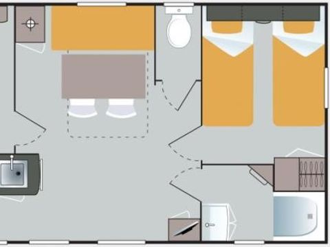 MOBILHOME 4 personnes - Mobil-home Confort 29m² (2 chambres) + TV + terrasse semi-couverte 