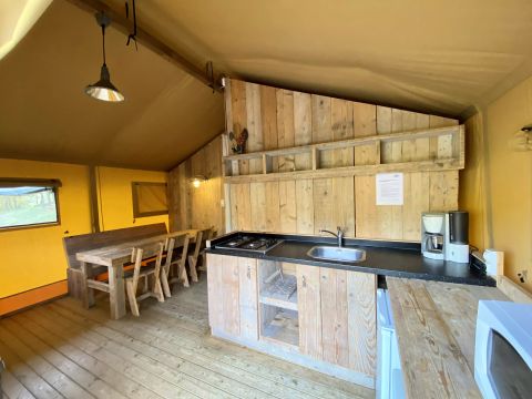 Tente en toile et en bois 5 personnes - Tente Safari Bastides 3 Pièces 5 Personnes