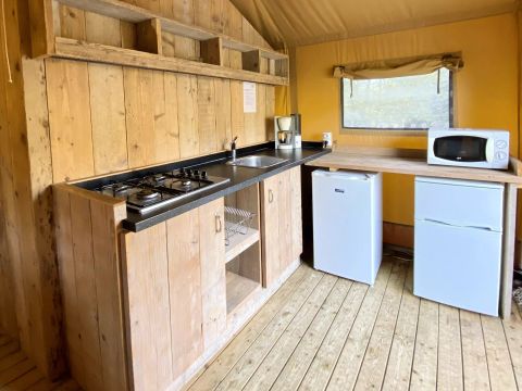 Tente en toile et en bois 5 personnes - Tente Safari Bastides 3 Pièces 5 Personnes