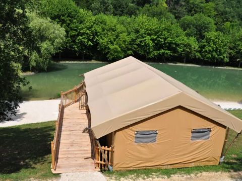 Tente en toile et en bois 5 personnes - Tente Safari Bastides 3 Pièces 5 Personnes