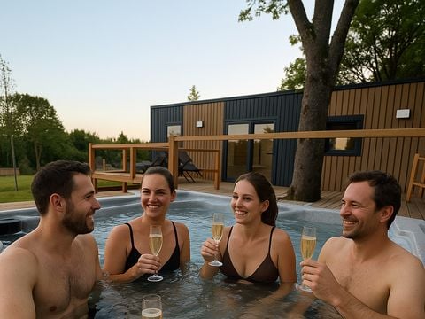 MOBILHOME 4 personnes - Cottage avec terrasse 2ch/2sdb et spa privatif au Camp'hôtel du Perche Bellêmois