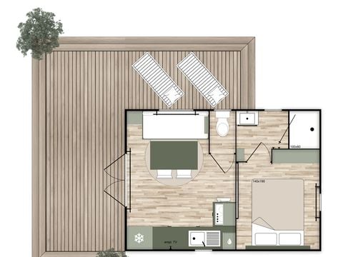 Maison 2 personnes - Location Appart camp' hôtel avec terrasse 1ch/1 Sdb/Cuisine Salon/Prestation hôtelière
