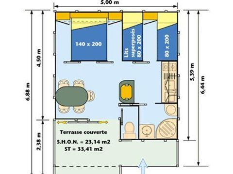 CHALET 5 personnes - 2 chambres (samedi à samedi du 06/07/24 au 31/08/24) 5 pers