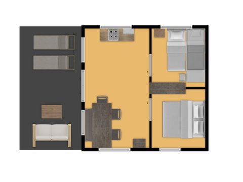 Tente en toile et en bois 5 personnes - Tente safari Sagelat