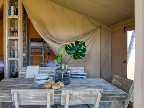 Tente en toile et en bois 5 personnes - Tente Lodge 2 ch