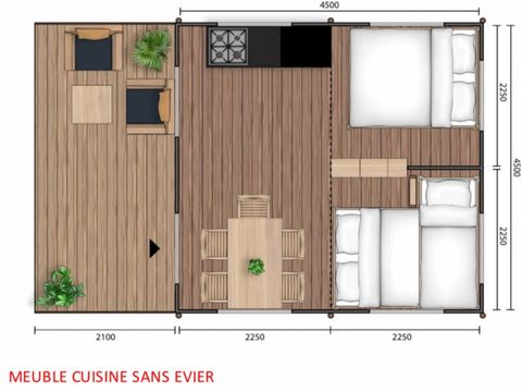 Tente en toile et en bois 5 personnes - Tente Lodge 2 ch