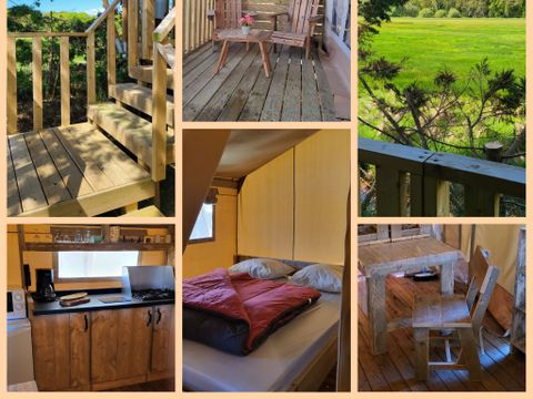 Tente en toile et en bois 5 personnes - Tente Lodge 2 ch