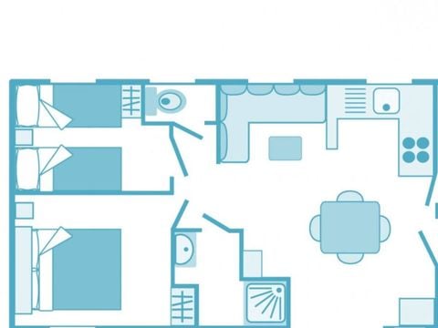 MOBILHOME 8 personnes -  Mobil-home | Premium | 4 Ch. | 8 Pers. | Terrasse surélevée | 1 SDB | TV